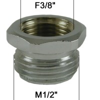 Adaptateur raccord Laiton - Hexagonal - F12x17 (3/8'') à M15x21 (1/2'') - Ecoperl