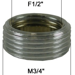 Adaptateur raccord Laiton - Plat à butée - F15x21 (1/2'') à M20x27 (3/4'')