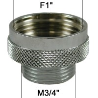 Adaptateur raccord Laiton - Moleté - F26x34 (1'') à M20x27 (3/4'') - Ecoperl