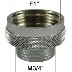 Adaptateur raccord Laiton - Moleté - F26x34 (1'') à M20x27 (3/4'')
