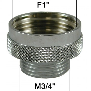 Adaptateur raccord Laiton - Moleté - F26x34 (1'') à M20x27 (3/4'')