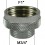 Adaptateur raccord Laiton - Moleté - F26x34 (1'') à M20x27 (3/4'')
