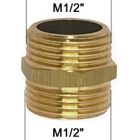 Adaptateur raccord Laiton brut - 1/2'' mâle à 1/2'' mâle