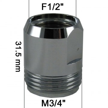 Adaptateur Laiton Série Haute - 2 Pans - F15x21 (1/2'') à M20x27 (3/4'')