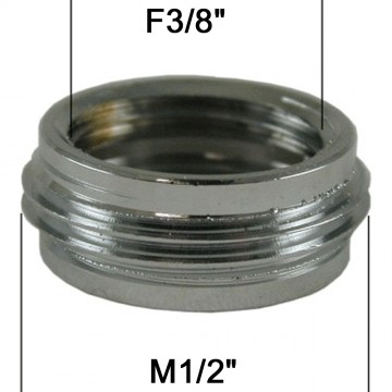 Adaptateur Laiton Plat - F12x17 (3/8'') à M15x21 (1/2'')
