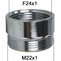 Adaptateur Robinet - Laiton Chromé - F24x100 à M22x100 + joint NBR 24x1
