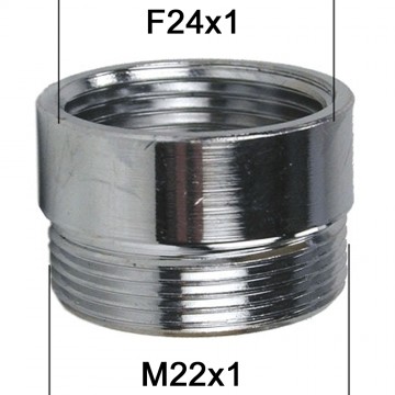 Adaptateur Robinet - Laiton Chromé - F24x100 à M22x100 + joint NBR 24x1