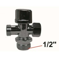 Vanne 3 voies robinet d'arrêt équerre WC - 3/8'' F / 3/8'' M à 1/2'' Mâle - Laiton Chromé