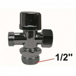 Vanne 3 voies robinet d'arrêt équerre WC - 3/8'' F / 3/8'' M à 1/2'' Mâle - Laiton Chromé
