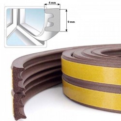 Joint d'isolation Brun en E pour Fenêtres et Portes - 2 à 4mm - 6m (2 x 3m)