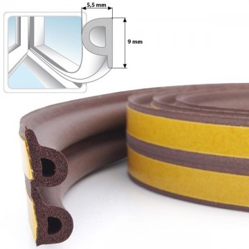 Joint d'isolation Brun en P pour Fenêtres et Portes - 2 à 4mm - 6m (2 x 3m)