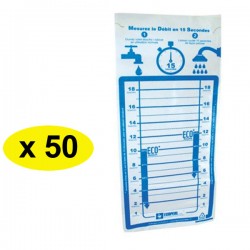 Lot de 50 Sacs débitmètre souple pour douche et robinet - 1 à 18 litres/min.