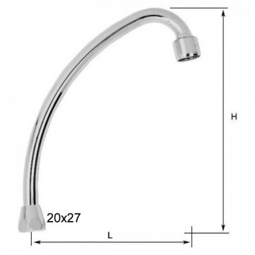Bec col de cygne 3/4'' - H240 / L200 mm - Portée plate - Standard - Tube 18 - NF EN 246
