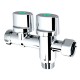 Robinet équerre WC 3 voies - 2 Vannes - 3/8'' M / 1/2'' M à 3/8'' Mâle - Laiton Chromé