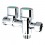 Robinet équerre WC 3 voies - 2 Vannes - 3/8'' M / 1/2'' M à 3/8'' Mâle - Laiton Chromé