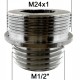 Adaptateur Robinet Haut - Laiton Chromé - M24x100 à M1/2 + joint NBR 24X1