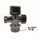 Vanne 3 voies robinet d'arrêt équerre WC - 3/8'' F / 3/8'' M à 1/2'' Mâle - Laiton Chromé