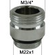 Adaptateur Robinet - Laiton Chromé - M3/4''à M22x100 + joint NBR 22x1