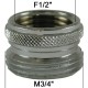 Adaptateur raccord Laiton - Moleté - F15x21 (1/2'') à M20x27 (3/4'')