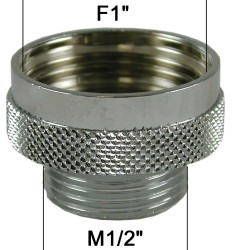 Adaptateur raccord Laiton - Moleté - F26x34 (1'') à M15x21 (1/2'')