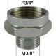 Adaptateur raccord Laiton - Hexagonal - F20x27 (3/4'') à M12x17 (3/8'')