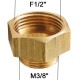 Adaptateur raccord Laiton brut - Hexagonal - F15x21 (1/2'') à  M12x17 (3/8'')