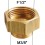 Adaptateur raccord Laiton brut - Hexagonal - F15x21 (1/2'') à  M12x17 (3/8'')