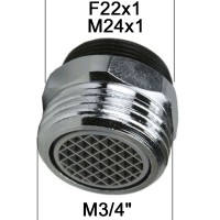 Raccord MAL sur Robinet - Régulateur de jet 8 litres/min. - M24x100 à M20x27 (3/4'') + Adaptateur F22
