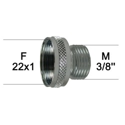 Adaptateur Robinet - Laiton Chromé - F22x100 à M3/8'' + joint NBR 22x1