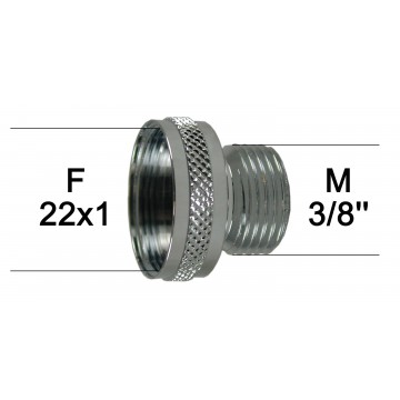 Adaptateur Robinet - Laiton Chromé - F22x100 à M3/8'' + joint NBR 22x1