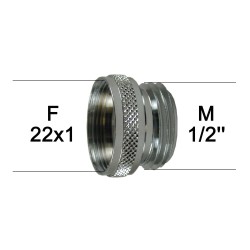 Adaptateur Robinet - Laiton Chromé - F22x100 à M1/2 + joint NBR 22x1