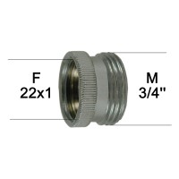 Adaptateur Robinet - Laiton Chromé - F22x100 à M3/4" - Ecoperl