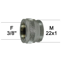 Adaptateur Robinet - Laiton Chromé - F3/8'' à M22x100 + joint NBR 12x17