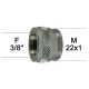 Adaptateur Robinet - Laiton Chromé - F3/8'' à M22x100 + joint NBR 12x17