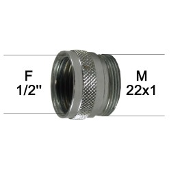 Adaptateur Robinet Haut - Laiton Chromé - F1/2 à M22x100 + joint NBR 22x1