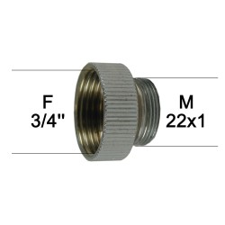Adaptateur Robinet - Laiton Chromé - F3/4 à M22x100 + joint CT 20x27
