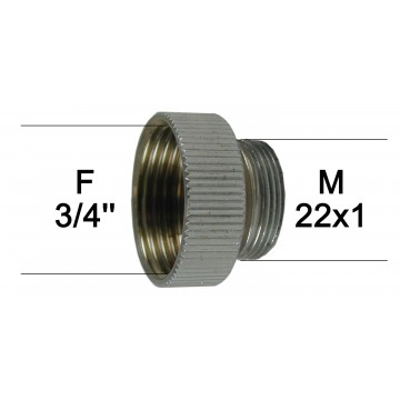 Adaptateur Robinet - Laiton Chromé - F3/4 à M22x100 + joint CT 20x27