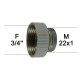 Adaptateur Robinet - Laiton Chromé - M22x100 à F3/4" - Ecoperl