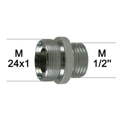Adaptateur Robinet Haut - Laiton Chromé - M24x100 à M1/2 + joint NBR 24X1