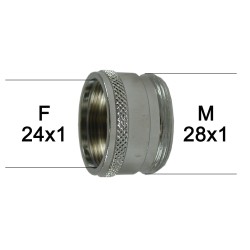 Adaptateur Robinet - Laiton Chromé - F24x100 à M28x100 + joint NBR 24x1