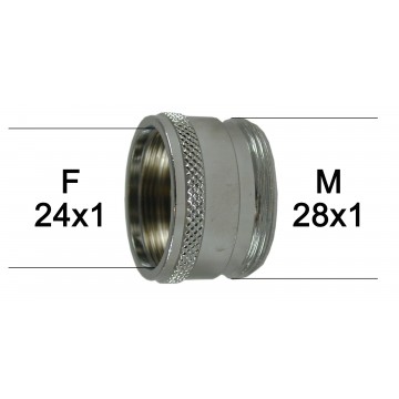 Adaptateur Robinet - Laiton Chromé - F24x100 à M28x100 + joint NBR 24x1