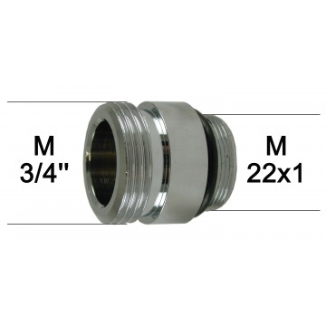 Adaptateur Robinet - Laiton Chromé - M3/4''à M22x100 + joint NBR 22x1