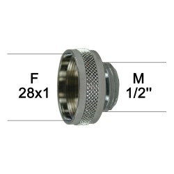 Adaptateur Robinet - Laiton Chromé - F28x100 à M1/2'' + joint NBR 28x1