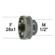 Adaptateur Robinet - Laiton Chromé - F28x100 à M1/2'' + joint NBR 28x1