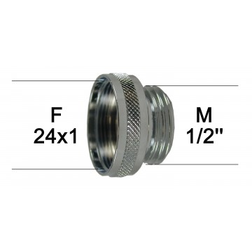 Adaptateur Robinet - Laiton Chromé - F24x100 à M1/2'' + joint NBR 24x1