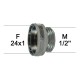 Adaptateur Robinet - Laiton Chromé - F24x100 à M1/2'' + joint NBR 24x1