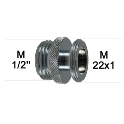 Adaptateur Robinet - Laiton Chromé - M1/2 à M22x100 - épaulement + joint NBR