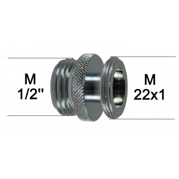 Adaptateur Robinet - Laiton Chromé - M1/2 à M22x100 - épaulement + joint NBR