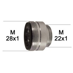 Adaptateur Robinet - Laiton Chromé - M28x100 à M22x100 + joint NBR 28x1