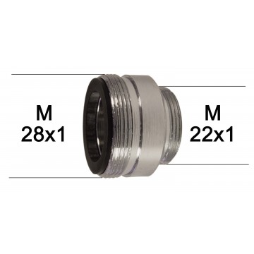Adaptateur Robinet - Laiton Chromé - M28x100 à M22x100 + joint NBR 28x1